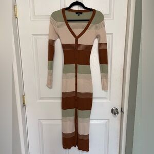 Lulu's Ribbed Knit Sweater in Cream and Brown